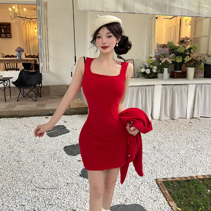 Autumn and winter dress cardigan 2pcs set