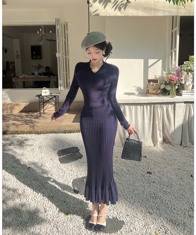 Autumn and winter slim mermaid France style dress for women