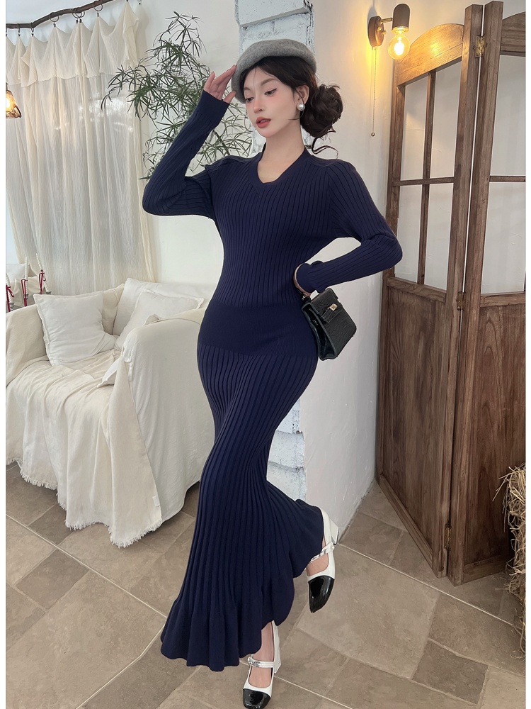 Autumn and winter slim mermaid France style dress for women
