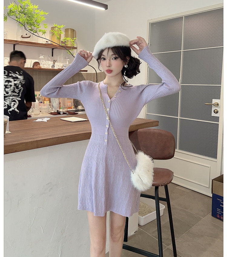 Purple autumn and winter unique inside the ride dress