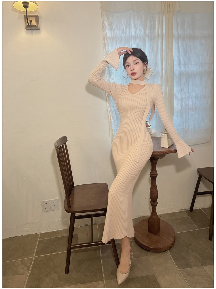 Package hip dress knitted long dress for women