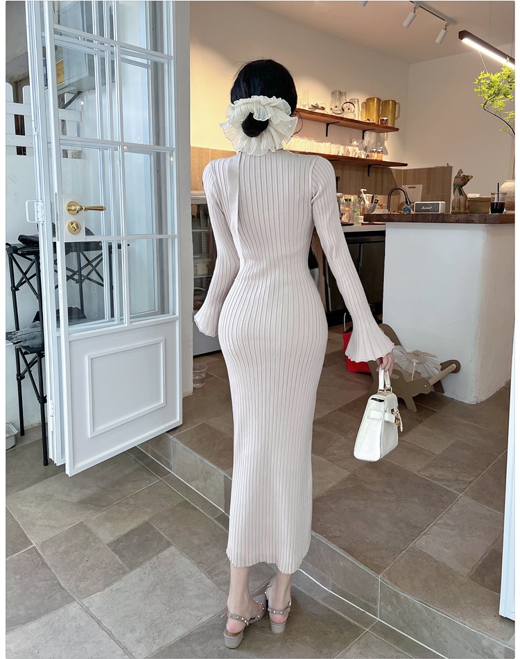 Package hip dress knitted long dress for women