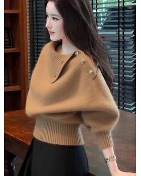Retro lazy loose mink hair slim Western style sweater