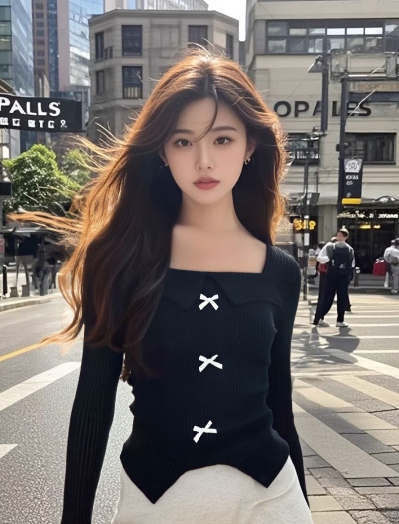 American style spicegirl tops pinched waist T-shirt for women