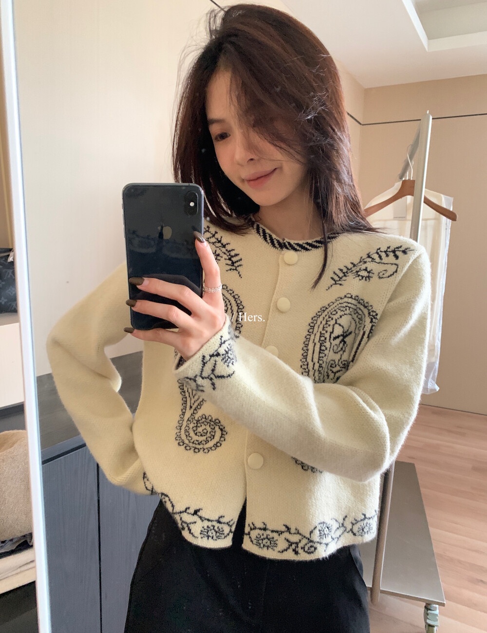 Knitted round neck cardigan lazy coat for women
