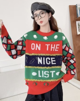 Round neck christmas sweater winter tops for women