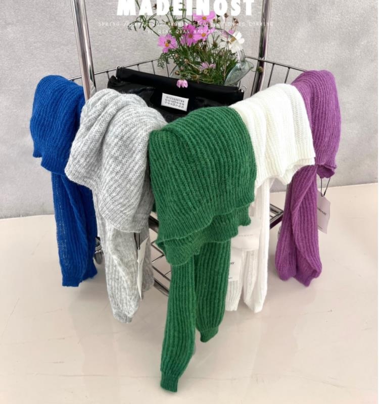 Spring simple long sleeve hollow thin sweater for women