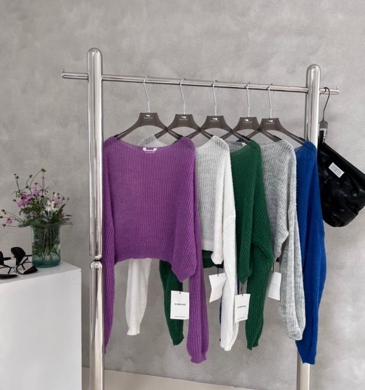 Spring simple long sleeve hollow thin sweater for women