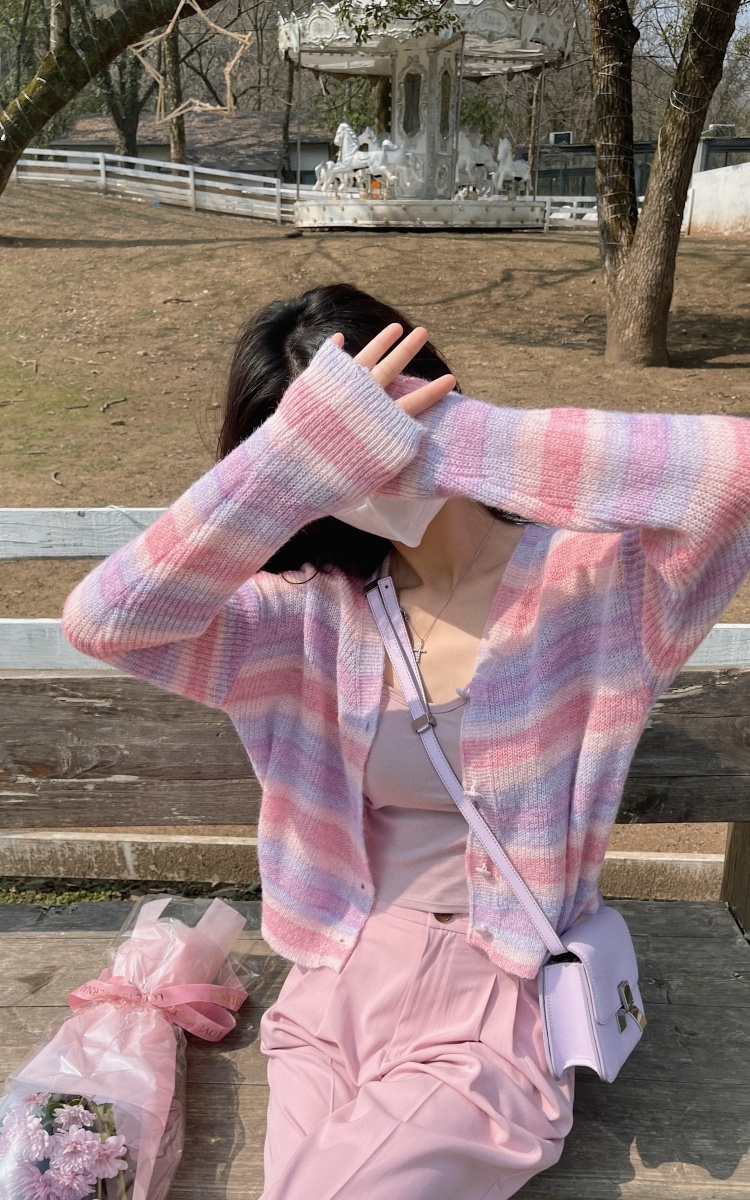 Loose sunscreen shirts short knitted tops for women