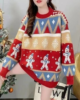Lazy winter thick sweater christmas red tops for women