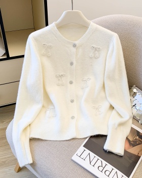 Chanelstyle knitted cardigan red soft sweater for women