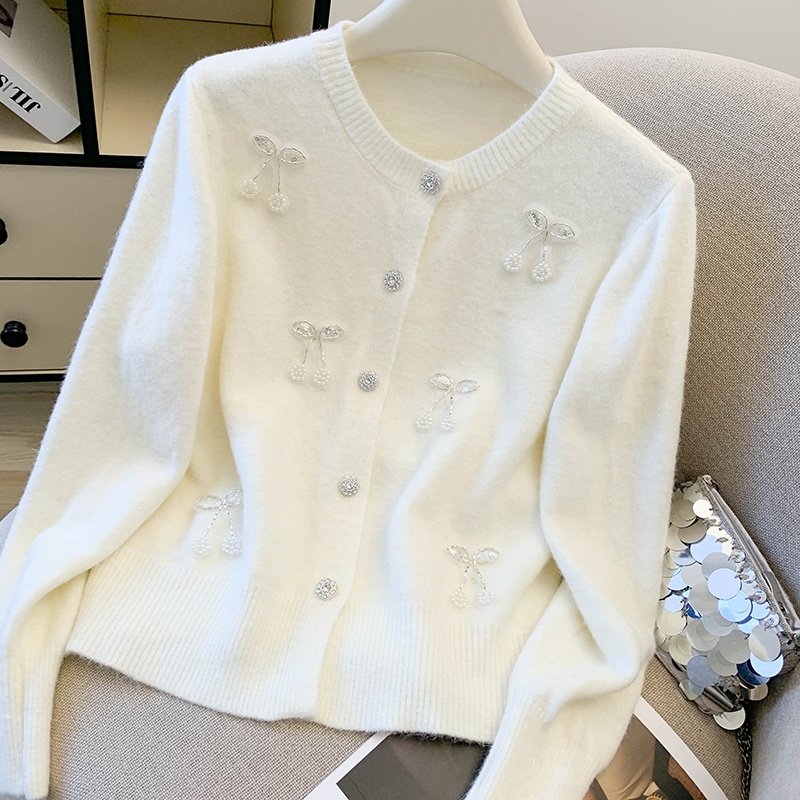 Chanelstyle knitted cardigan red soft sweater for women