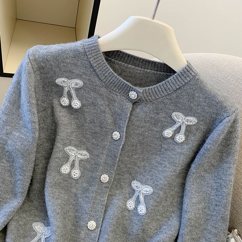 Chanelstyle knitted cardigan red soft sweater for women