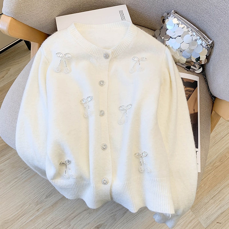 Chanelstyle knitted cardigan red soft sweater for women