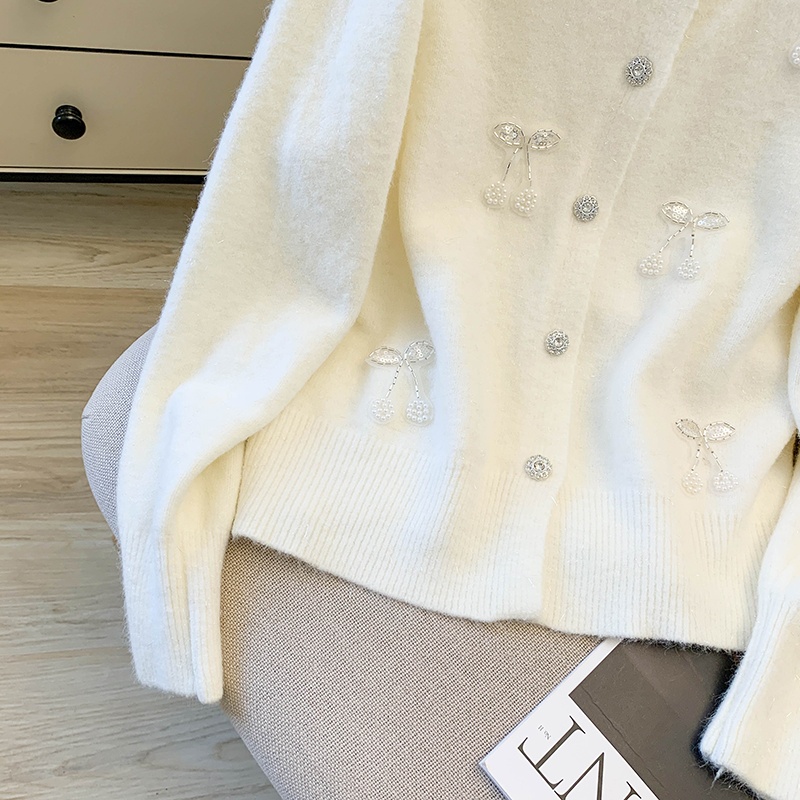 Chanelstyle knitted cardigan red soft sweater for women