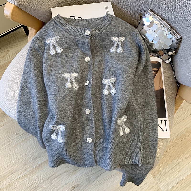 Chanelstyle knitted cardigan red soft sweater for women