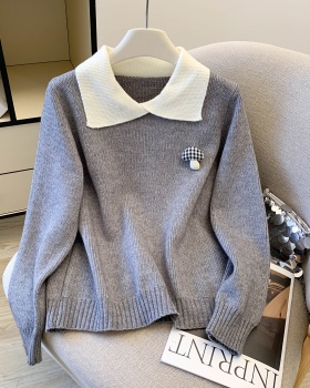 Pullover lapel sweater spring and autumn tops for women