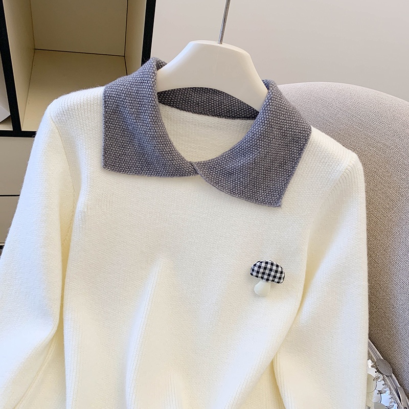 Pullover lapel sweater spring and autumn tops for women