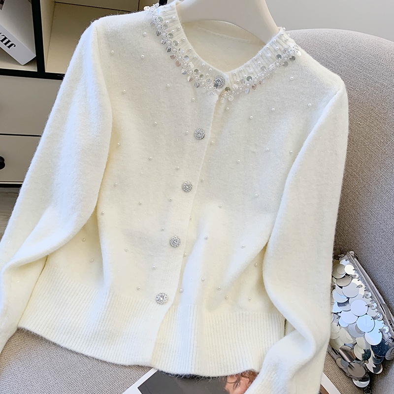 Beading red sweater chanelstyle spring and autumn coat