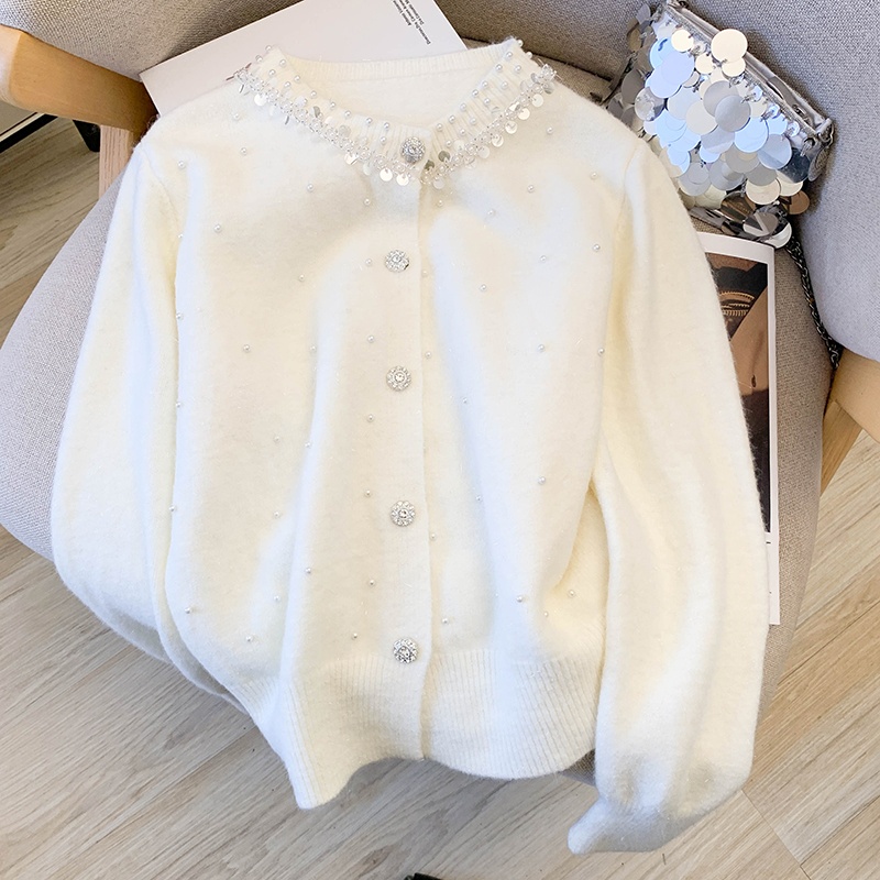 Beading red sweater chanelstyle spring and autumn coat