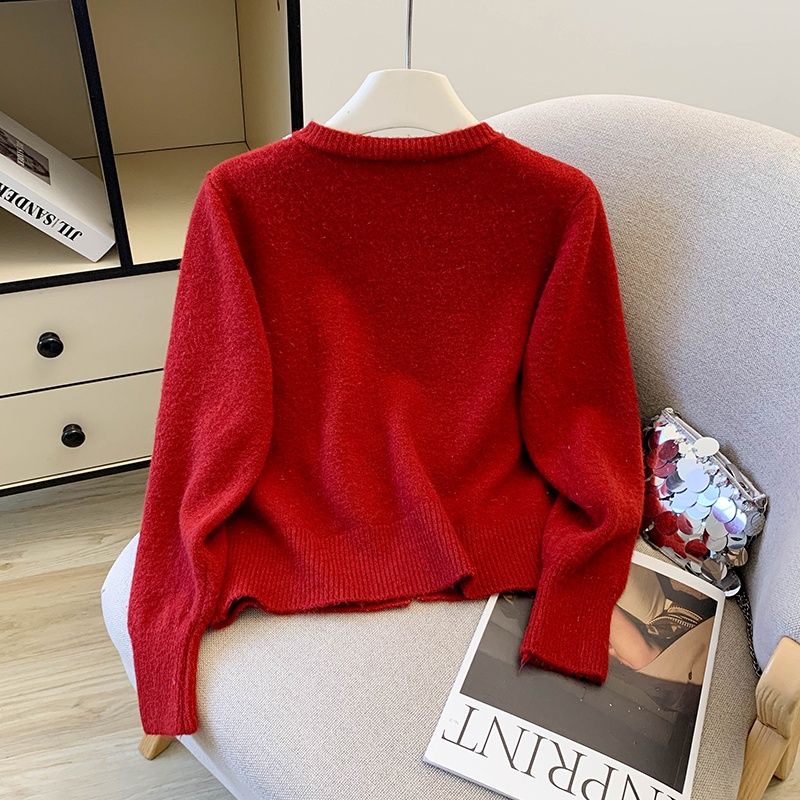 Beading red sweater chanelstyle spring and autumn coat