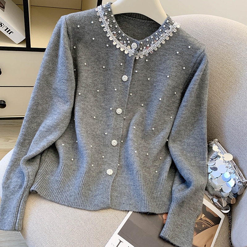 Beading red sweater chanelstyle spring and autumn coat