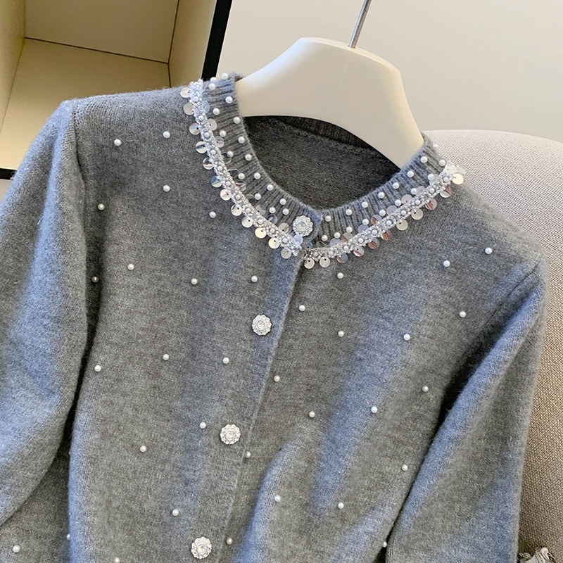 Beading red sweater chanelstyle spring and autumn coat