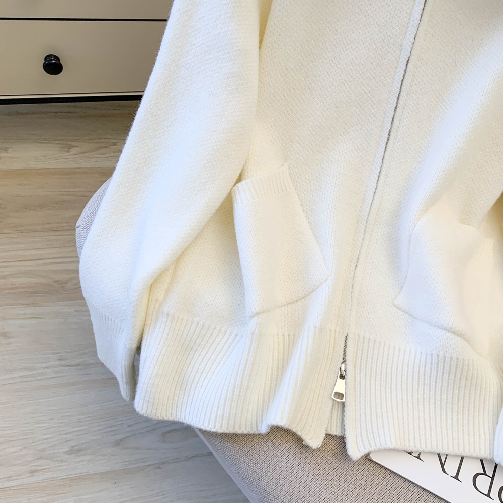 Loose hooded cardigan knitted sweater for women