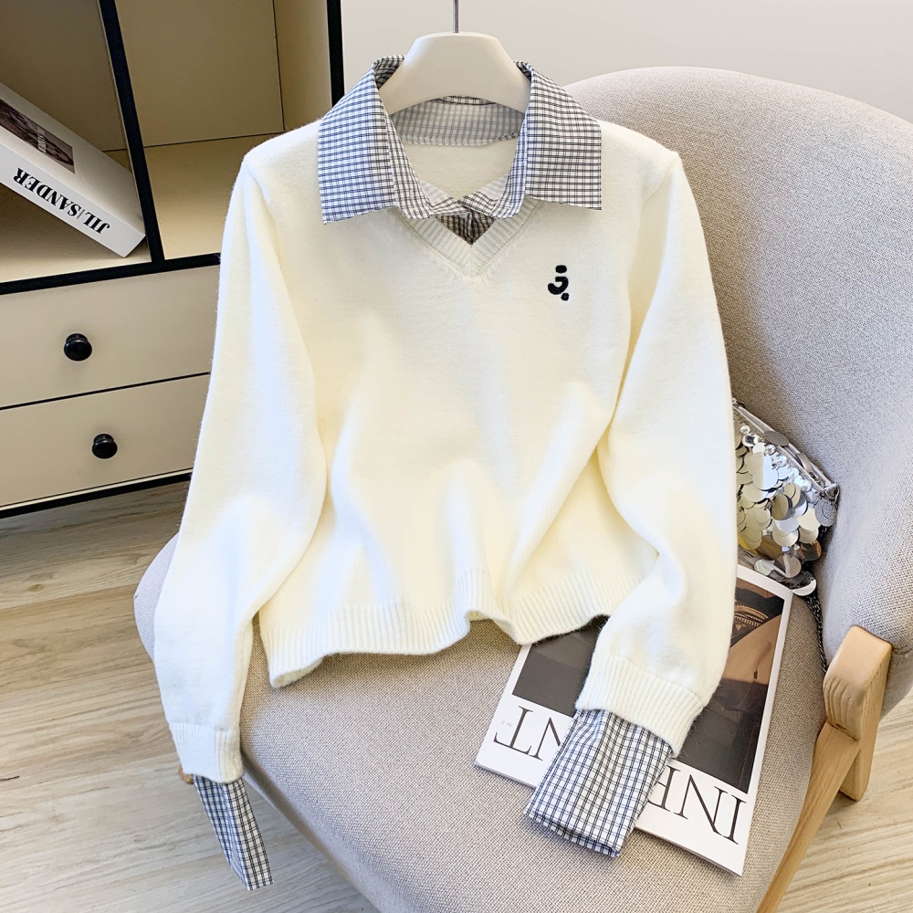 Plaid lazy sweater knitted autumn and winter tops