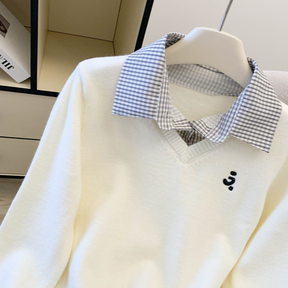 Plaid lazy sweater knitted autumn and winter tops