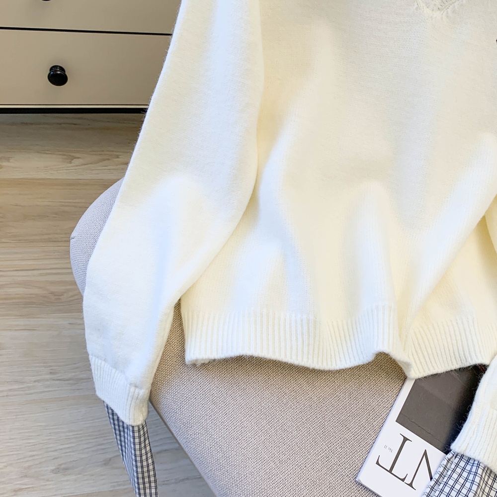 Plaid lazy sweater knitted autumn and winter tops