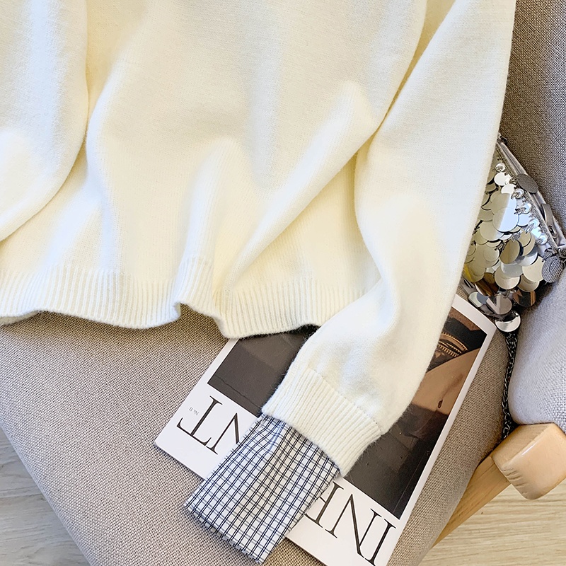 Plaid lazy sweater knitted autumn and winter tops