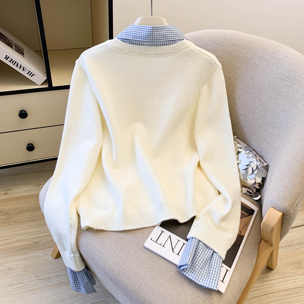 Wears outside sweater Pseudo-two tops for women