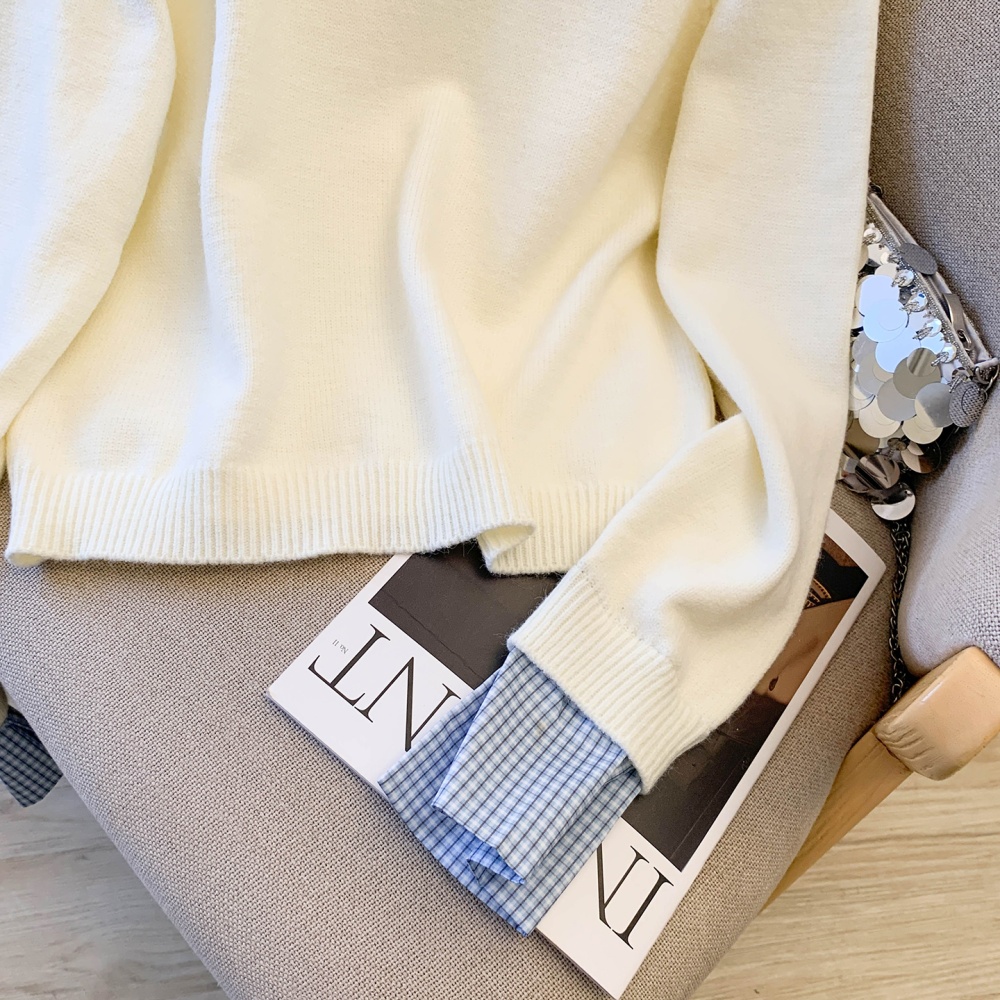 Wears outside sweater Pseudo-two tops for women