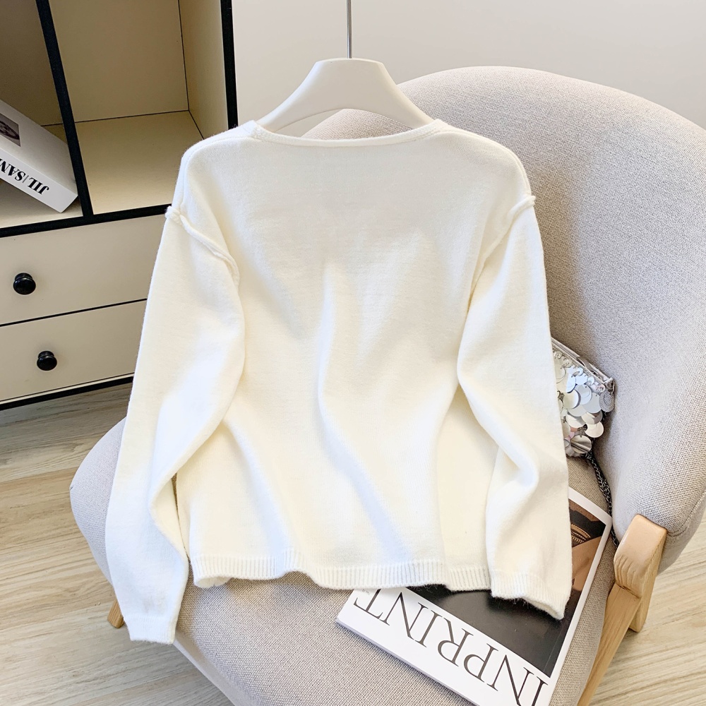 Knitted short sweater embroidery cardigan for women