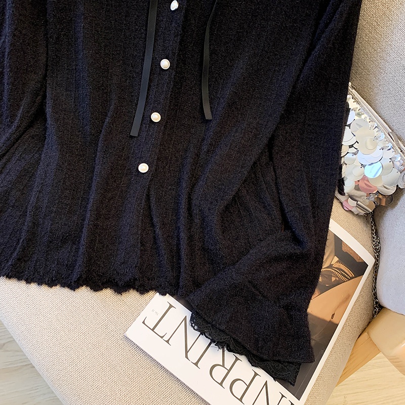 Winter sueding lace shirt France style plus velvet tops