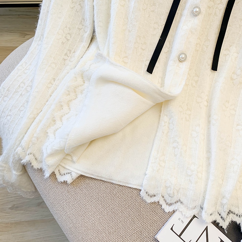 Winter sueding lace shirt France style plus velvet tops