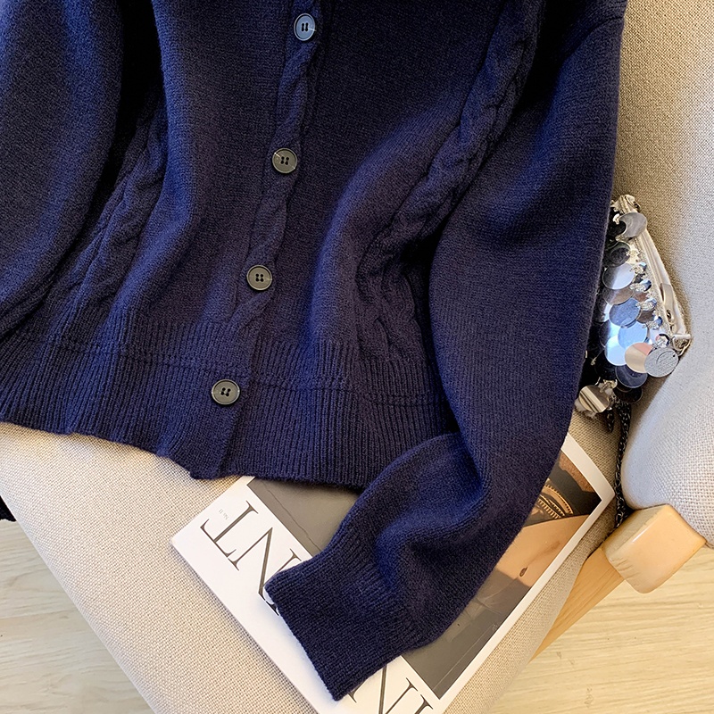 Fluffy thermal slim sweater hooded Casual cardigan