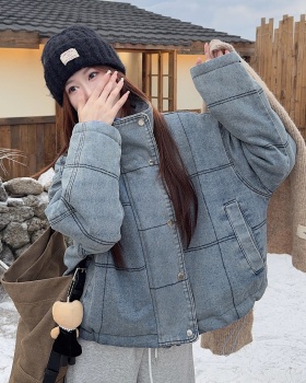 Autumn and winter denim cotton coat retro thick coat for women