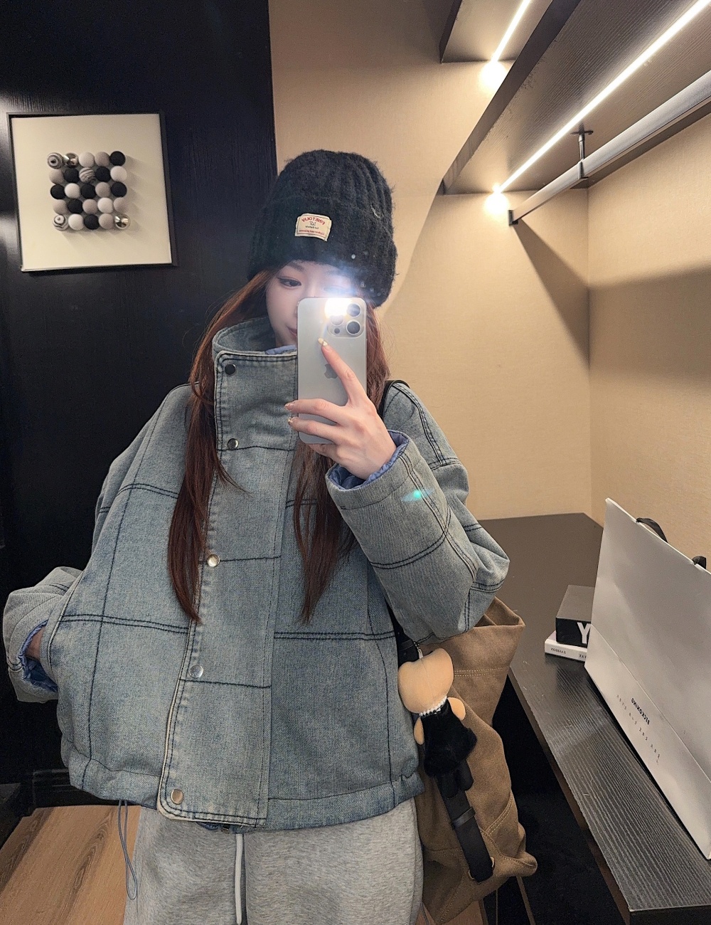 Autumn and winter denim cotton coat retro thick coat for women