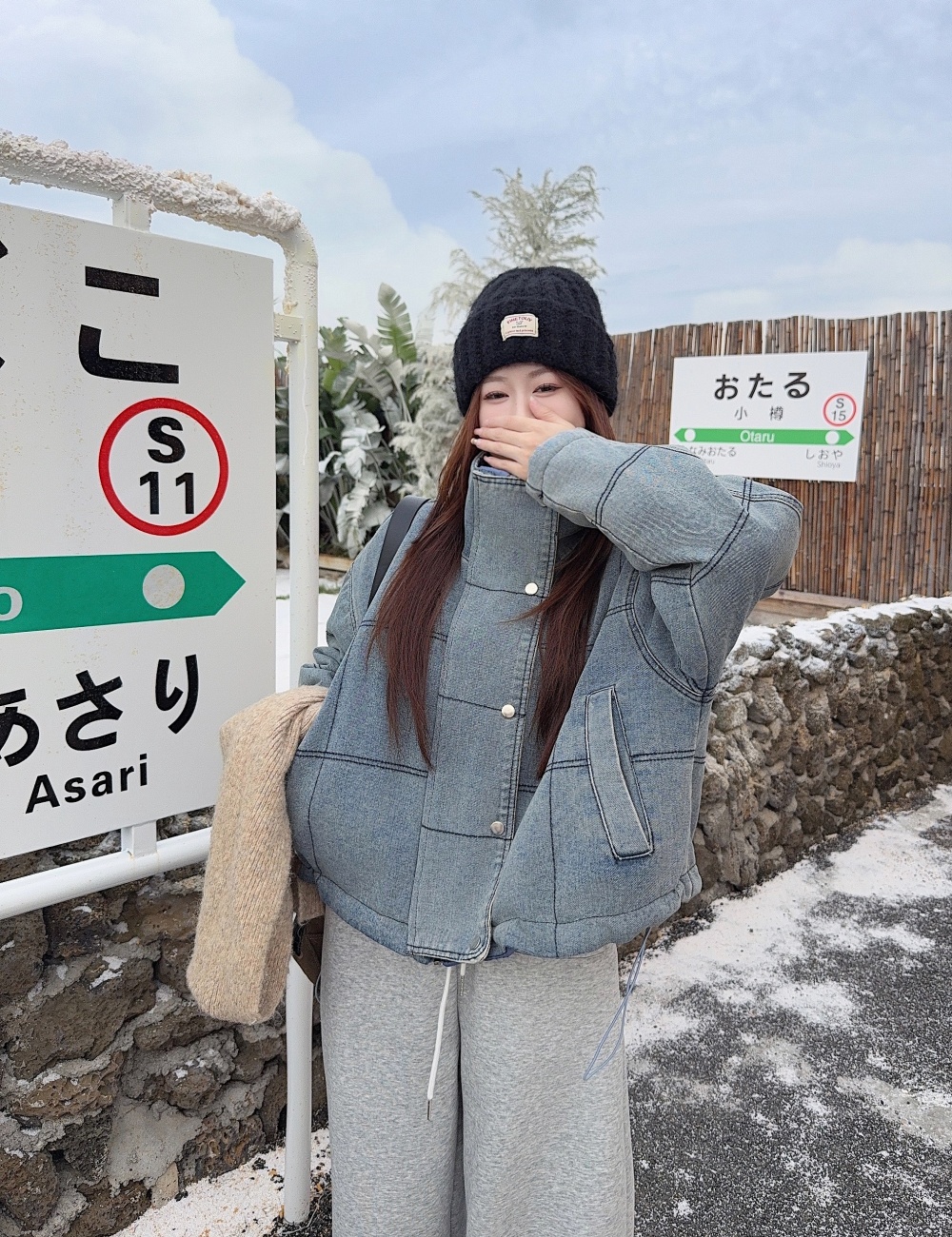 Autumn and winter denim cotton coat retro thick coat for women