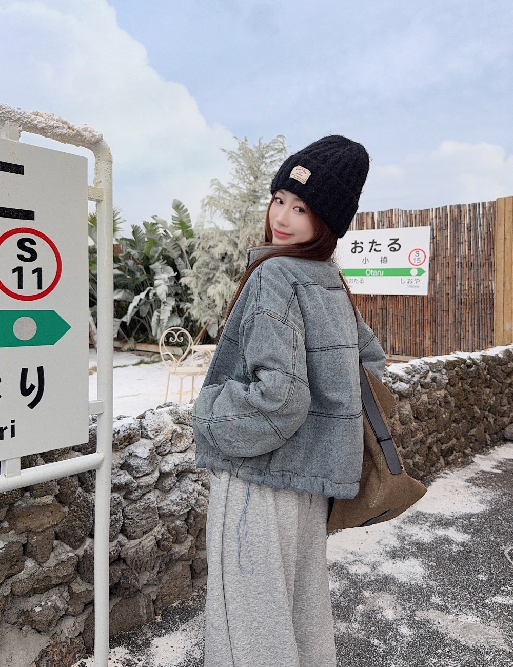 Autumn and winter denim cotton coat retro thick coat for women