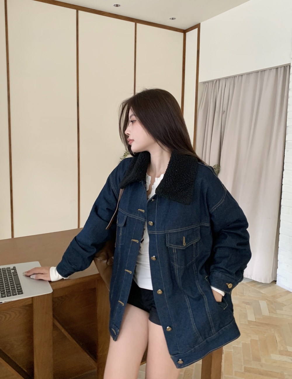 Long all-match tops European style single-breasted coat