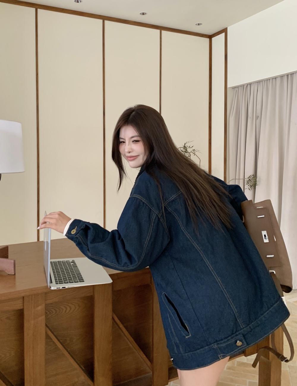 Long all-match tops European style single-breasted coat