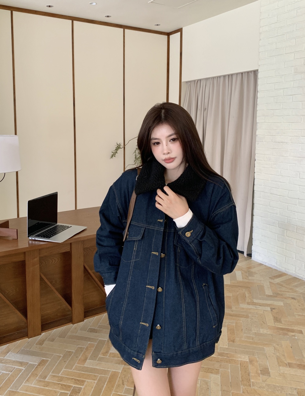 Long all-match tops European style single-breasted coat