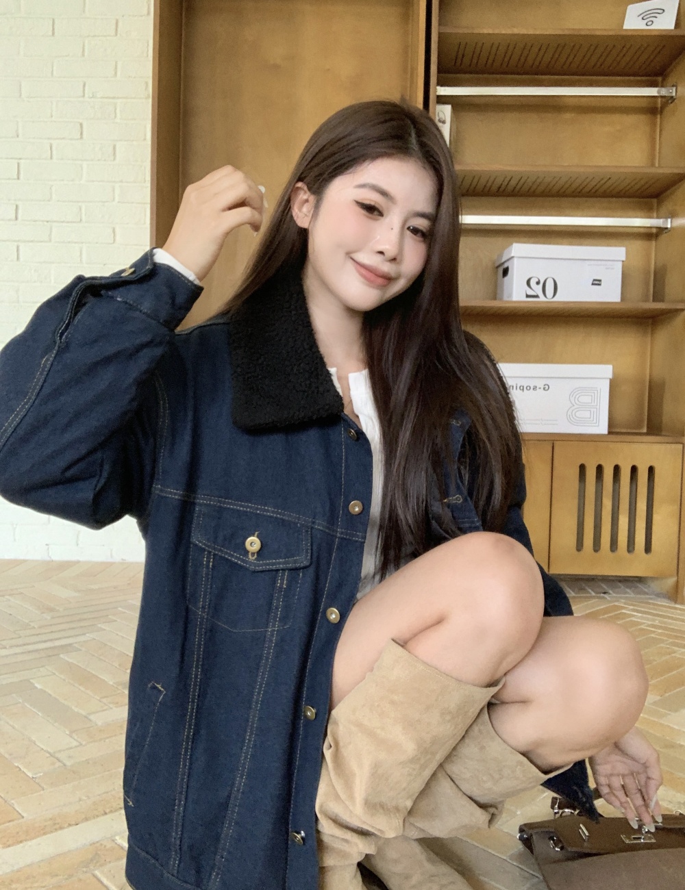 Long all-match tops European style single-breasted coat