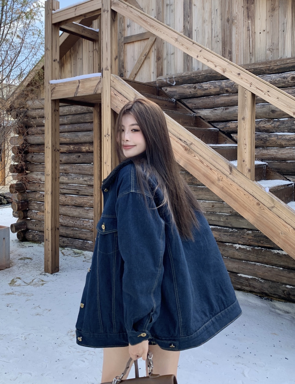 Long all-match tops European style single-breasted coat