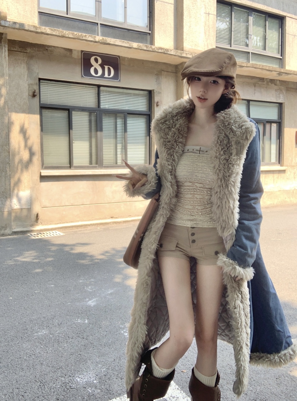 Autumn and winter overcoat long coat for women