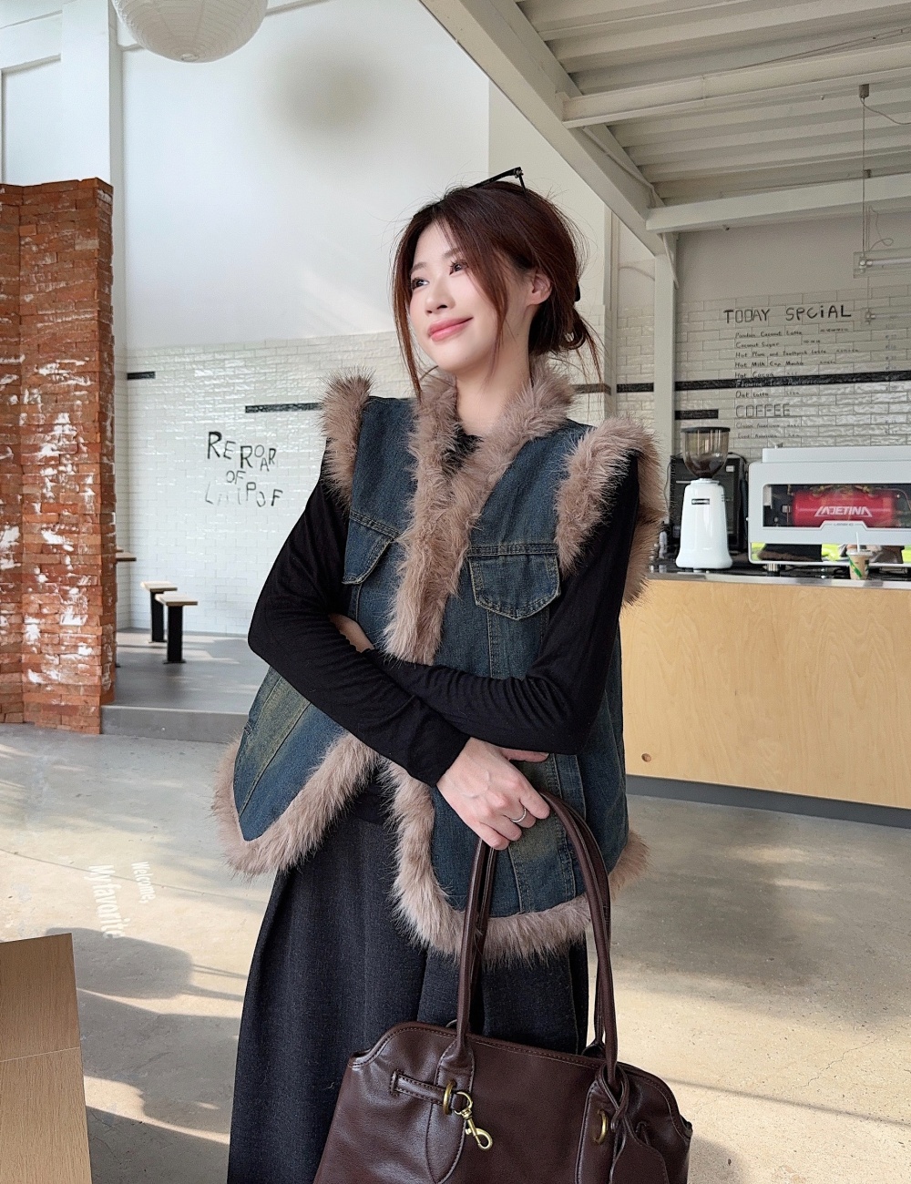 Autumn sleeveless temperament coat retro splice waistcoat