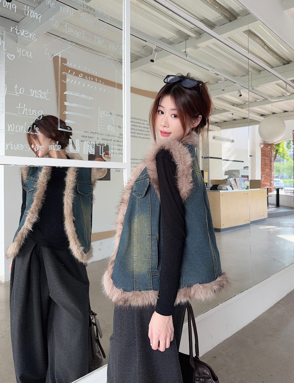 Autumn sleeveless temperament coat retro splice waistcoat
